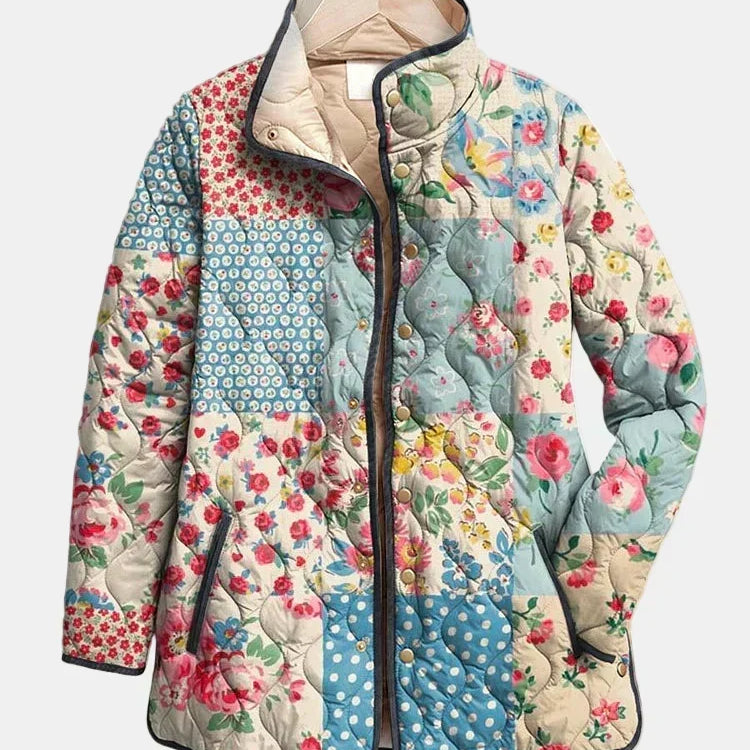 Lenka | Prešívaný kabát Patchwork Kvetinový Chloé