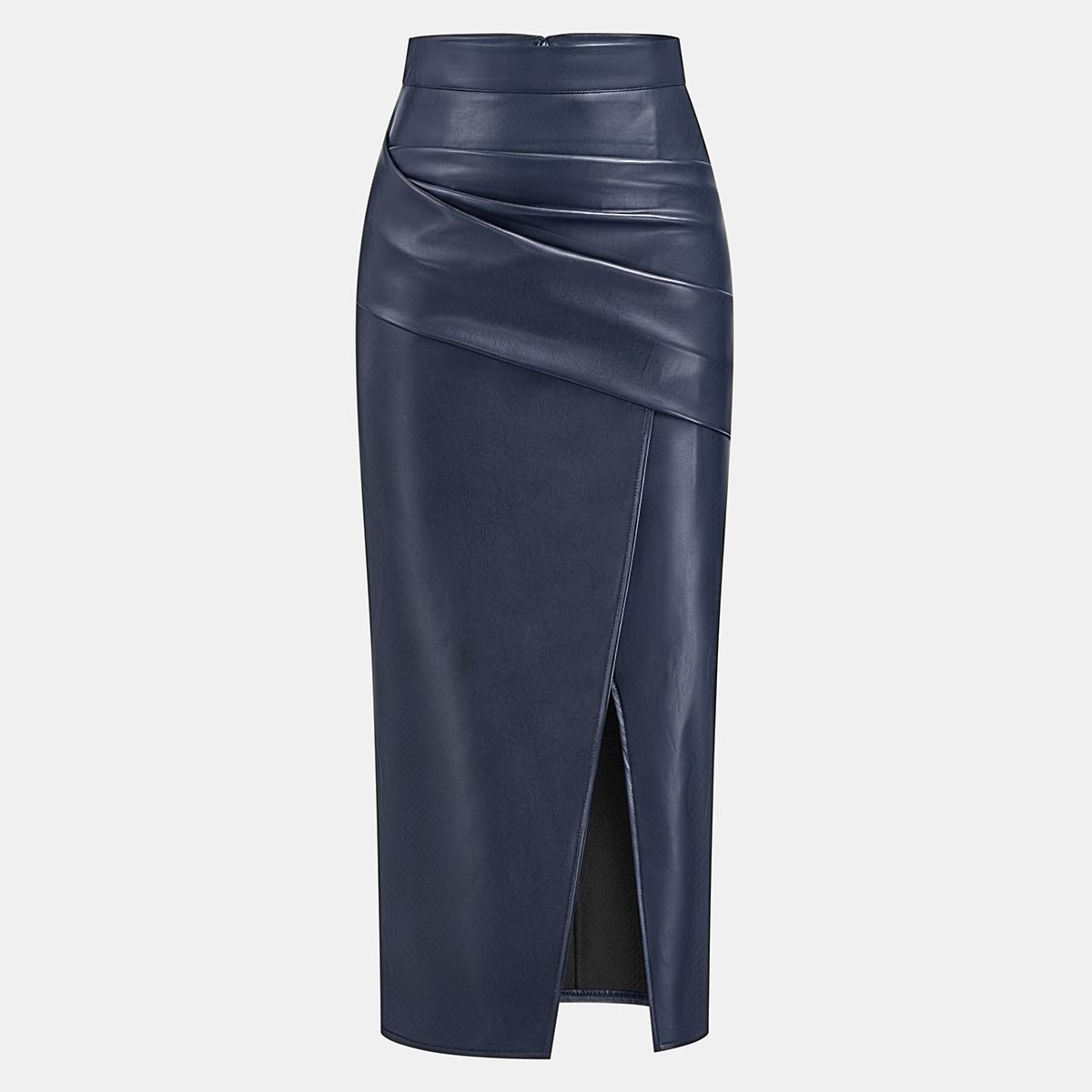 Midi sukňa z imitácie hladkého vzhľadu